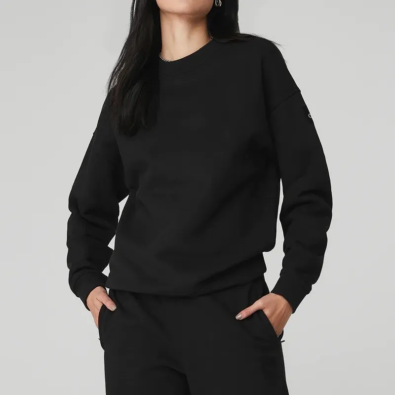 A211 Mujeres atuendo de yoga sudaderas perfectamente de gran tamaño suéter de manga larga