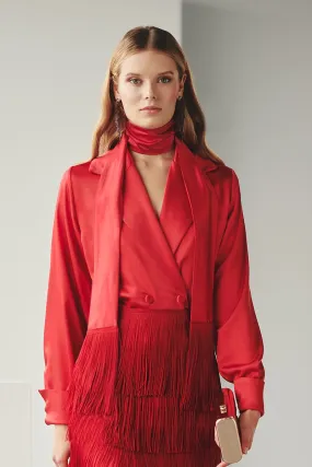 Blusa esmoquin satén rojo Valtice