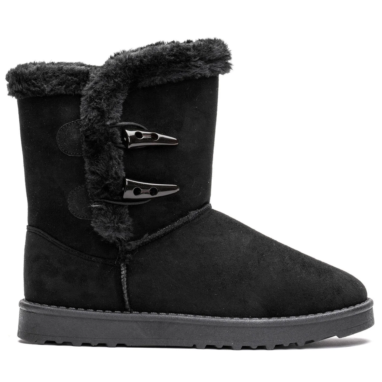 Bota Mujer Negro Felpu Chancleta