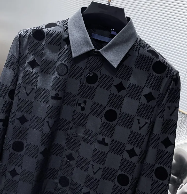 Camisas para hombres de alta calidad, camisas informales de manga larga para hombres, camisas de bolos de diseño geométrico de d