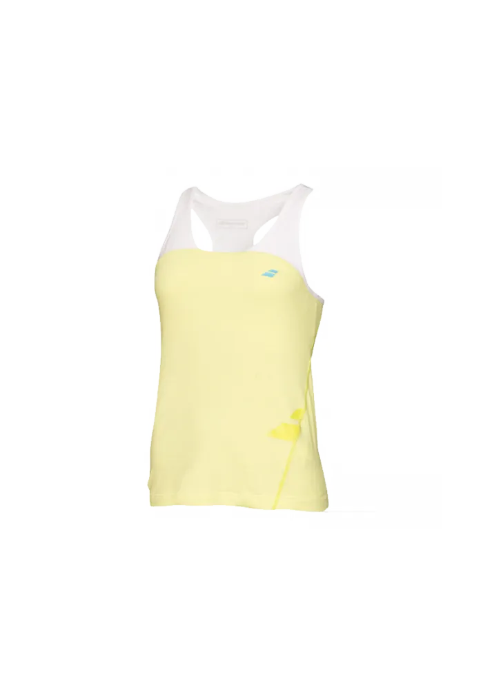 Camiseta Babolat RACERBACK PERFORMANCE amarilla y blanca