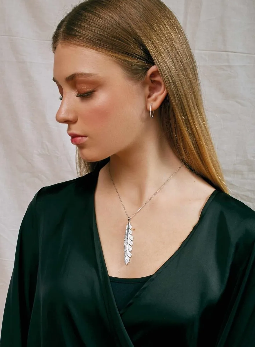 Collares plata originales diseo hoja con circonitas