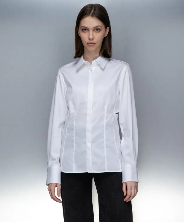 Helmut Lang White blouse with curved necklines