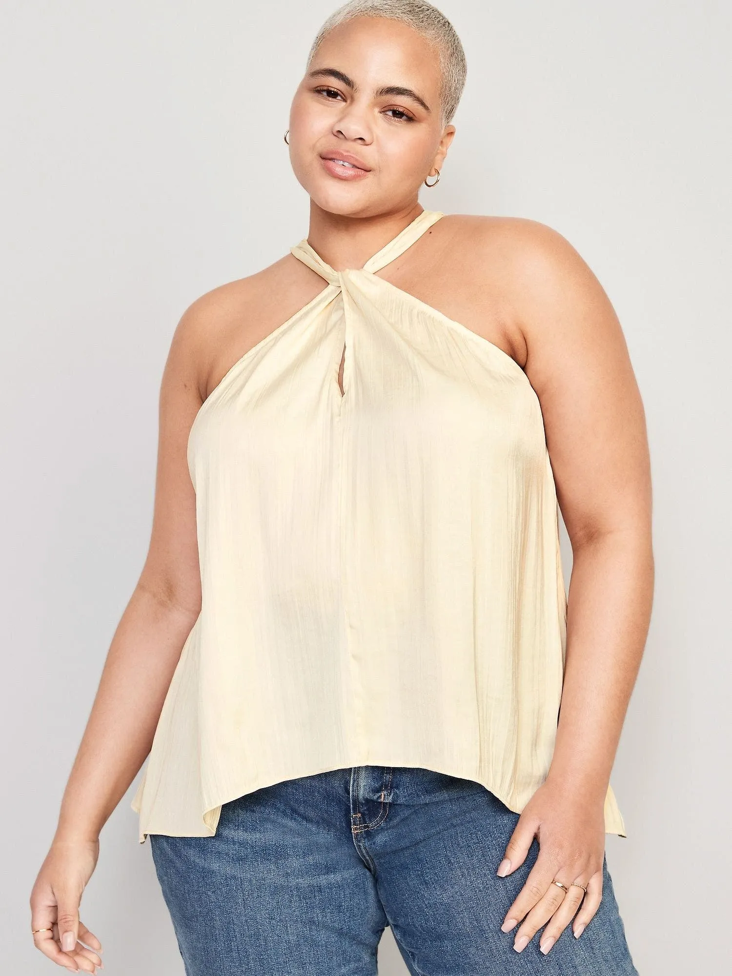 OLD NAVY Blusa Sin Mangas Old Navy Twist-Front Satin Mujer