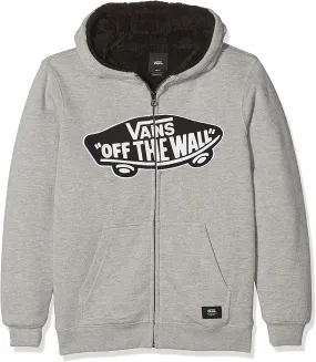 Sudadera exterior niño VANS con capucha y forrada interior borreguito Hood Zip Sweat Sherpa Hessel boys Ref. VN000XN1ADY Gris cl