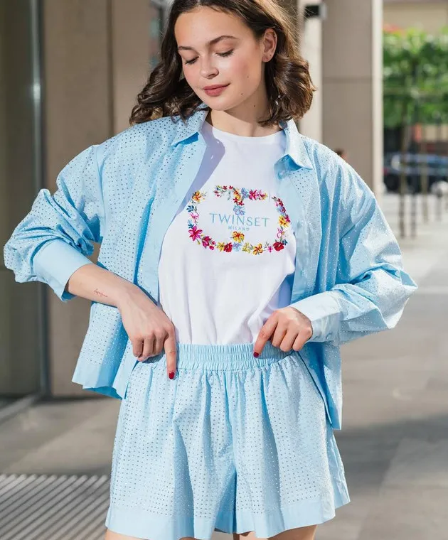 Twinset Blue blouse with crystals