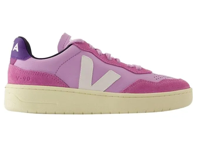 Zapatillas V-90 - Veja - Cuero - Rosa 